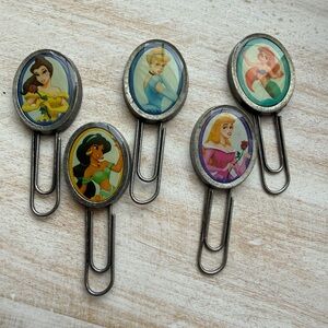 Disney Princess Paperclip Bookmarks - Belle Ariel Jasmine Cinderella Aurora